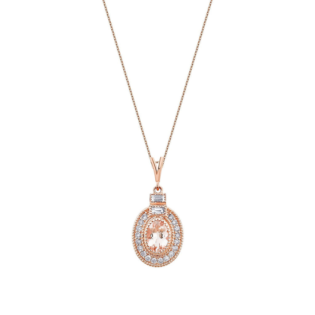 0,56 Carat Diamond Morganite Necklace