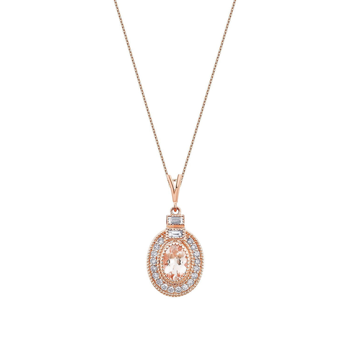 0,56 Carat Diamond Morganite Necklace