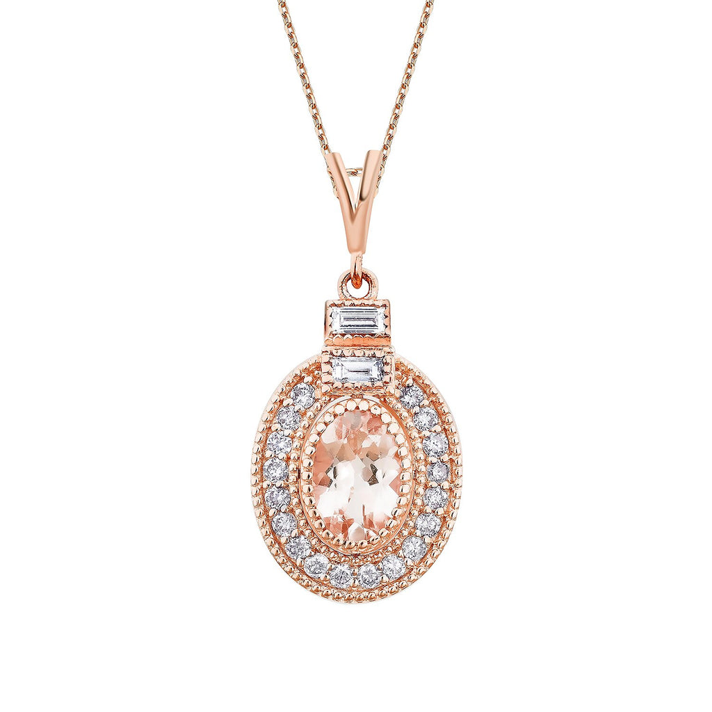 0,56 Carat Diamond Morganite Necklace