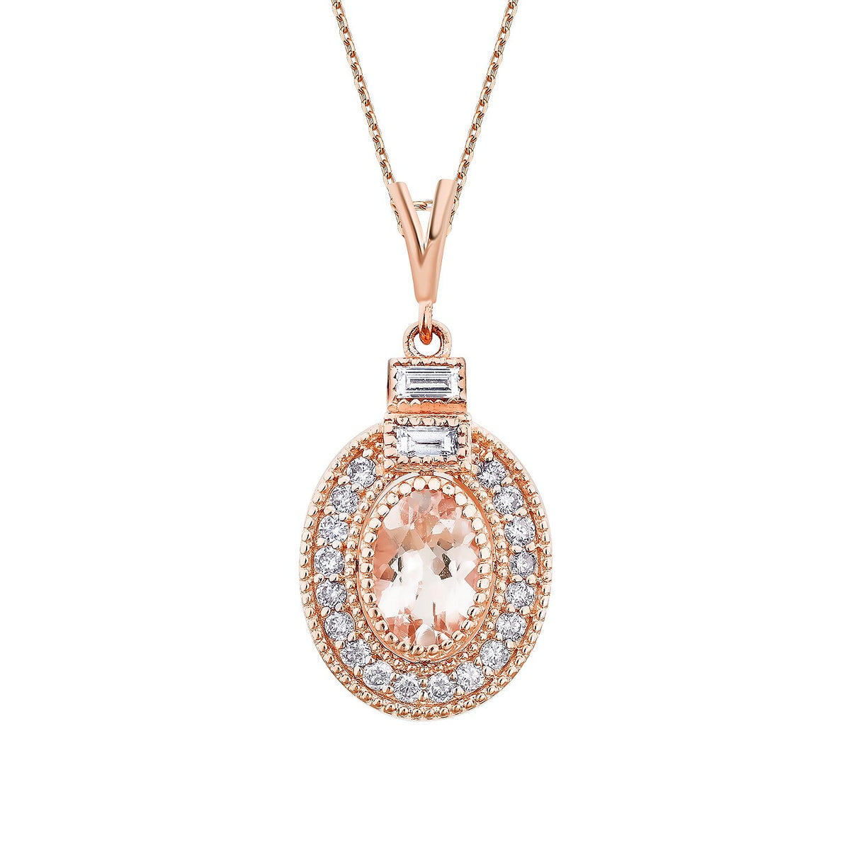 0,56 Carat Diamond Morganite Necklace