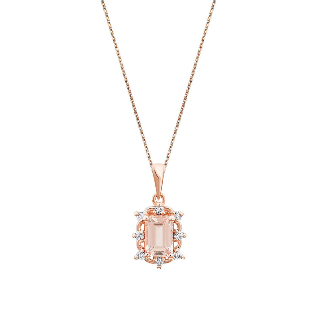 0,60 Carat Diamond Morganite Necklace