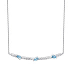 0,32 Carat Diamond Blue Topaz Necklace