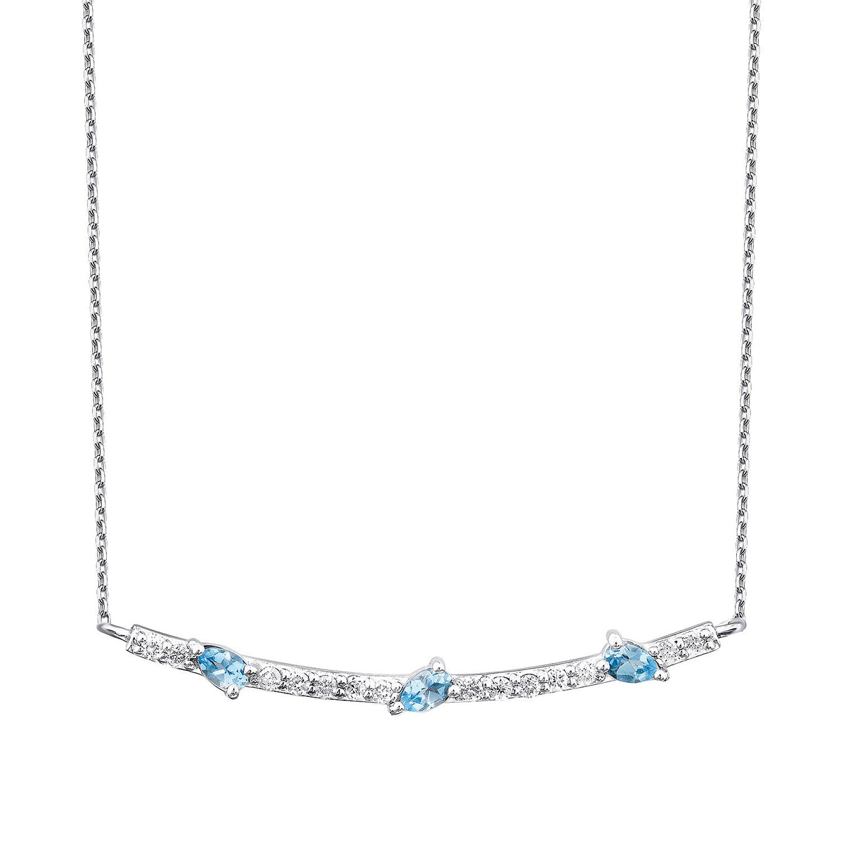 0,32 Carat Diamond Blue Topaz Necklace