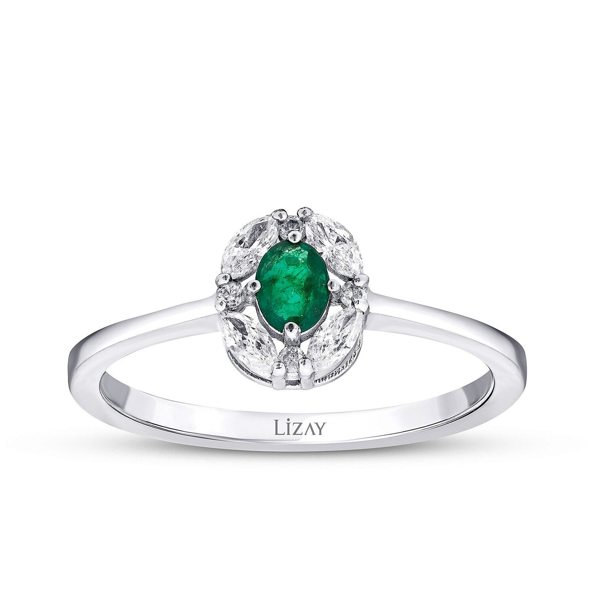 0,33 Carat Diamond Emerald Ring