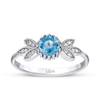 0,63 Carat Diamond Blue Topaz Ring