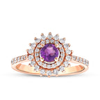 0,71 Carat Diamond Amethyst Ring