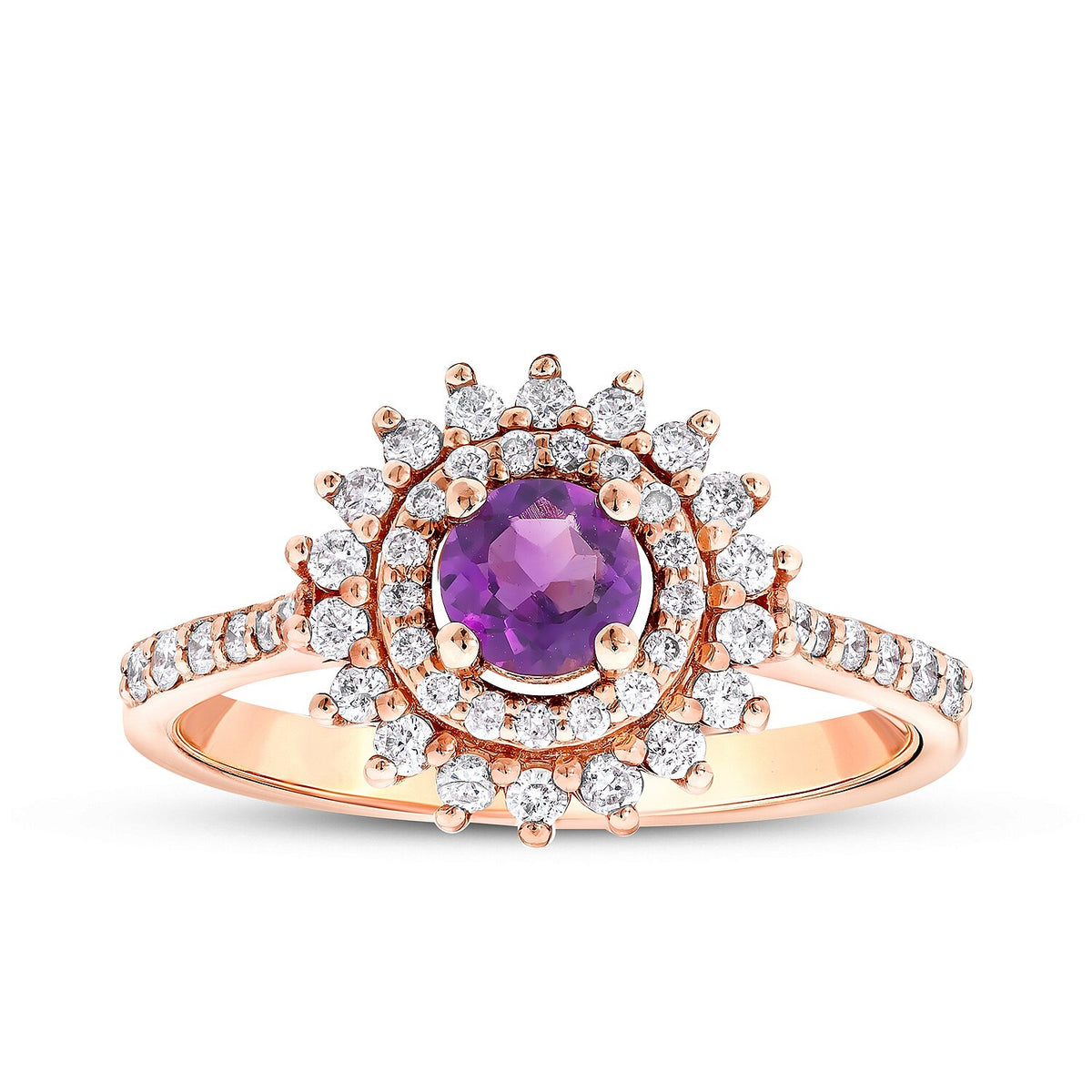 0,71 Carat Diamond Amethyst Ring