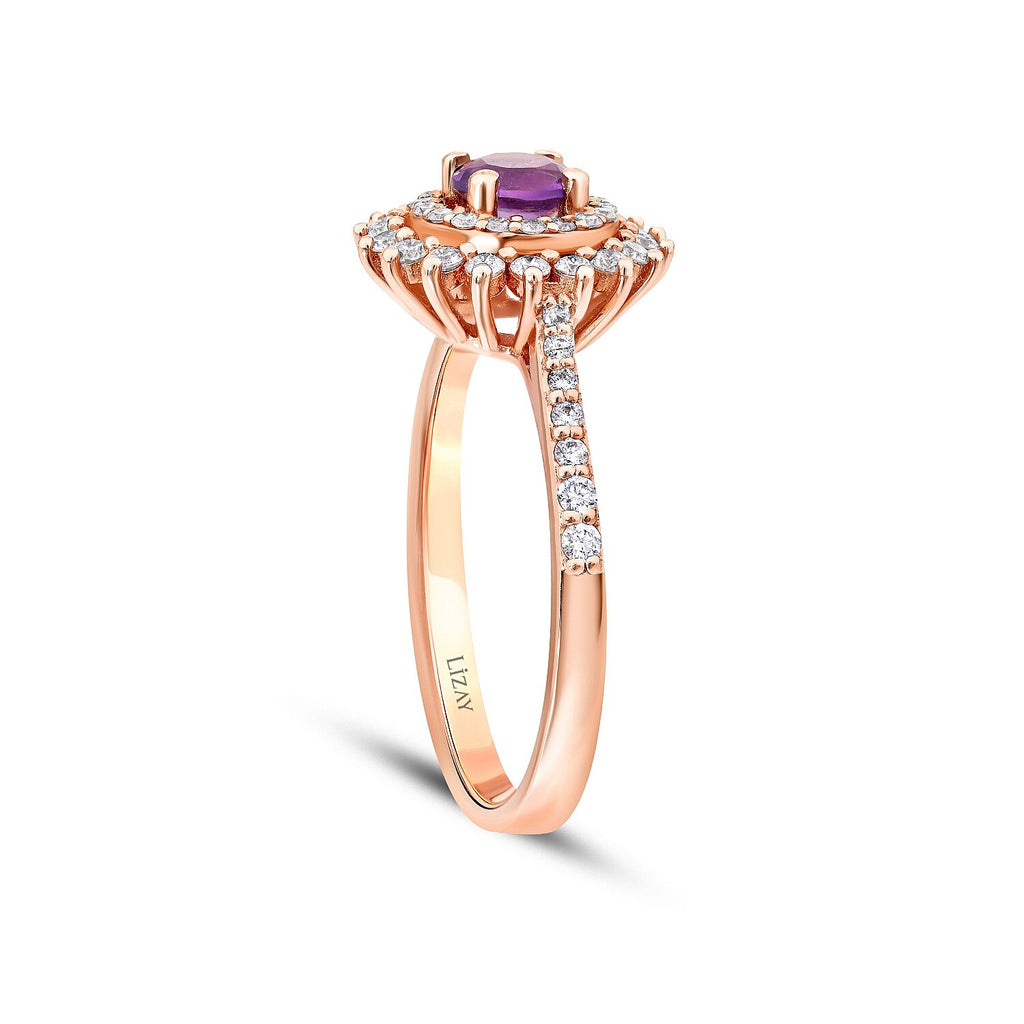 0,71 Carat Diamond Amethyst Ring