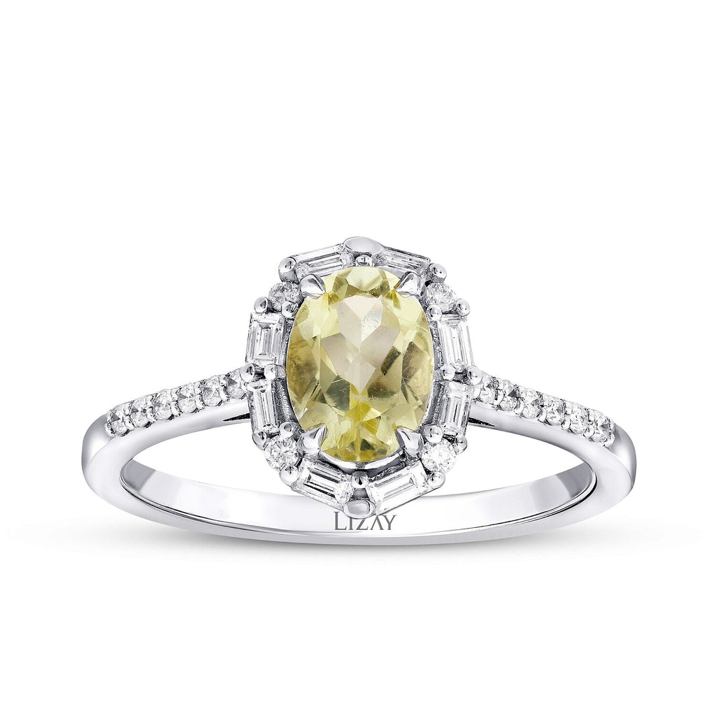 0,89 Carat Diamond Colored Stone Ring