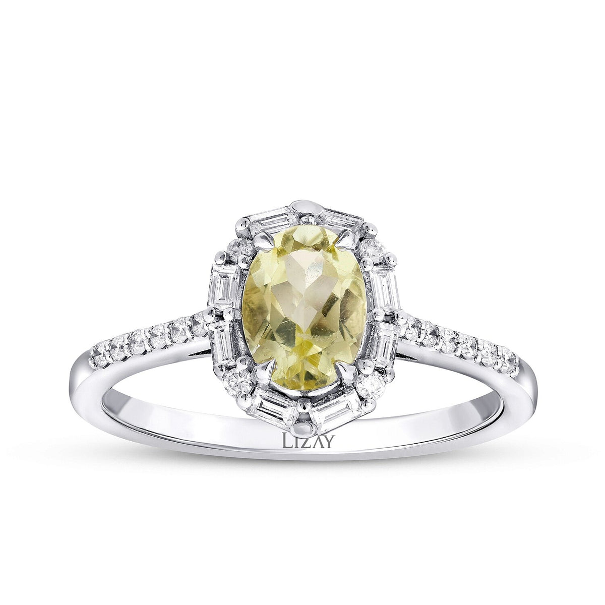 0,89 Carat Diamond Colored Stone Ring