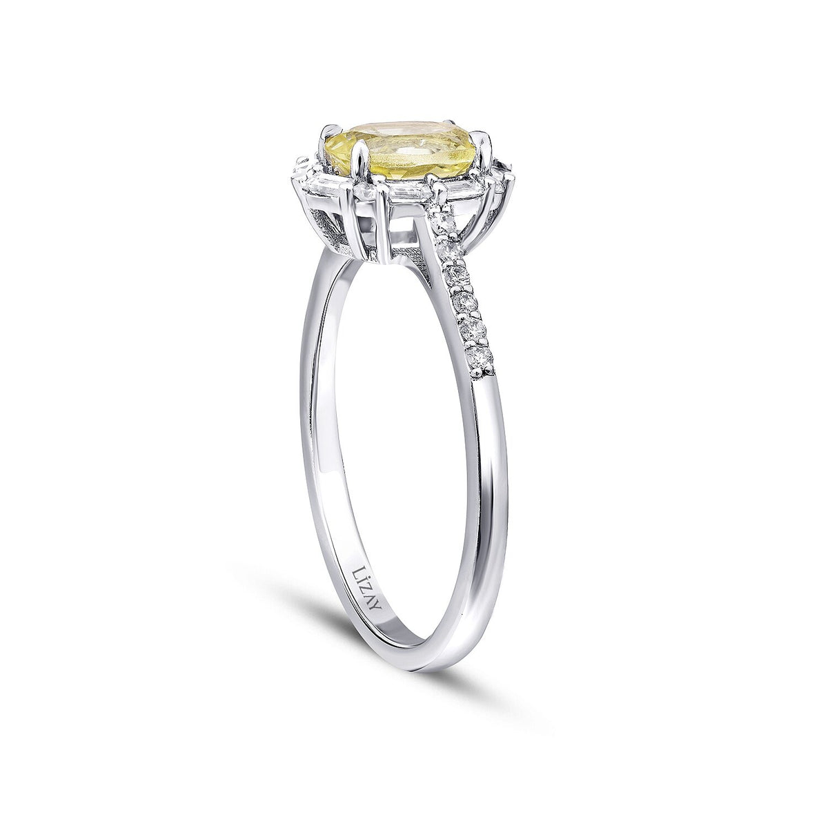 0,89 Carat Diamond Colored Stone Ring