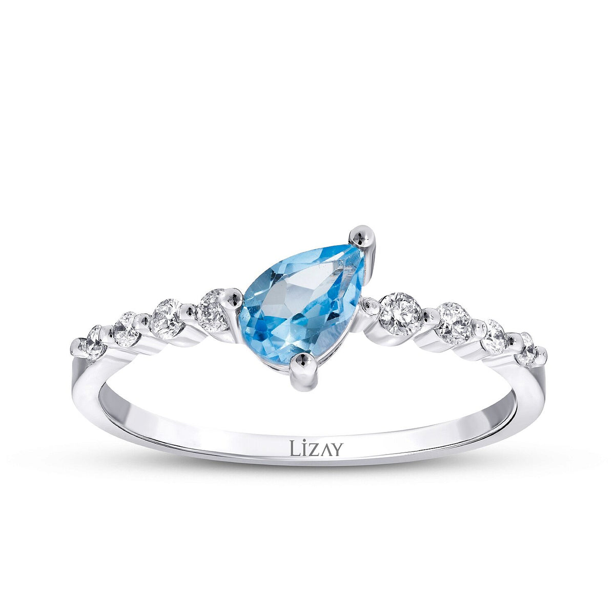0,66 Carat Diamond Blue Topaz Ring