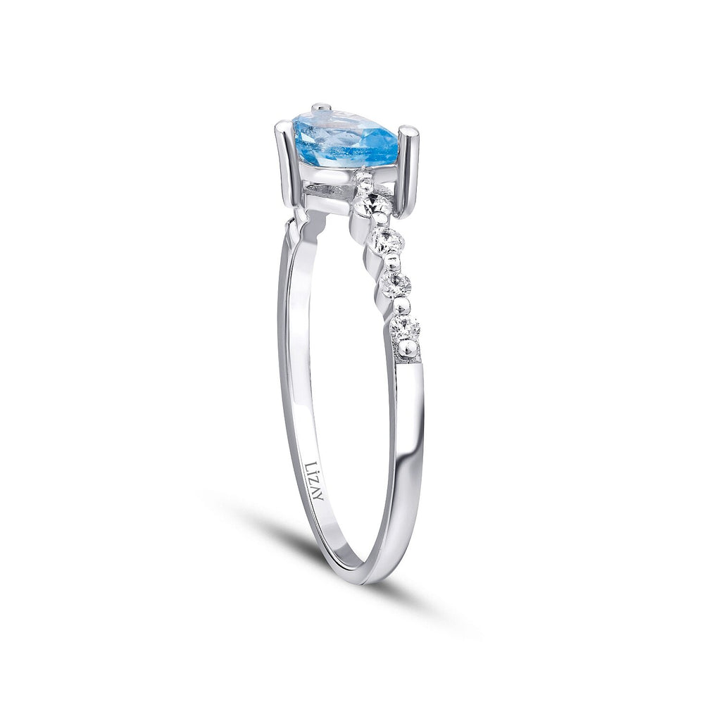 0,66 Carat Diamond Blue Topaz Ring