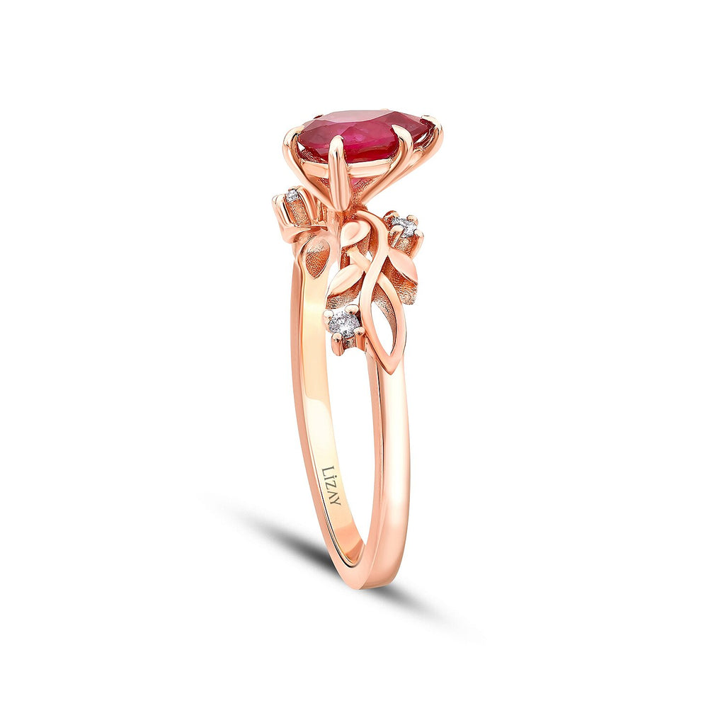0,87 Carat Diamond Ruby Ring