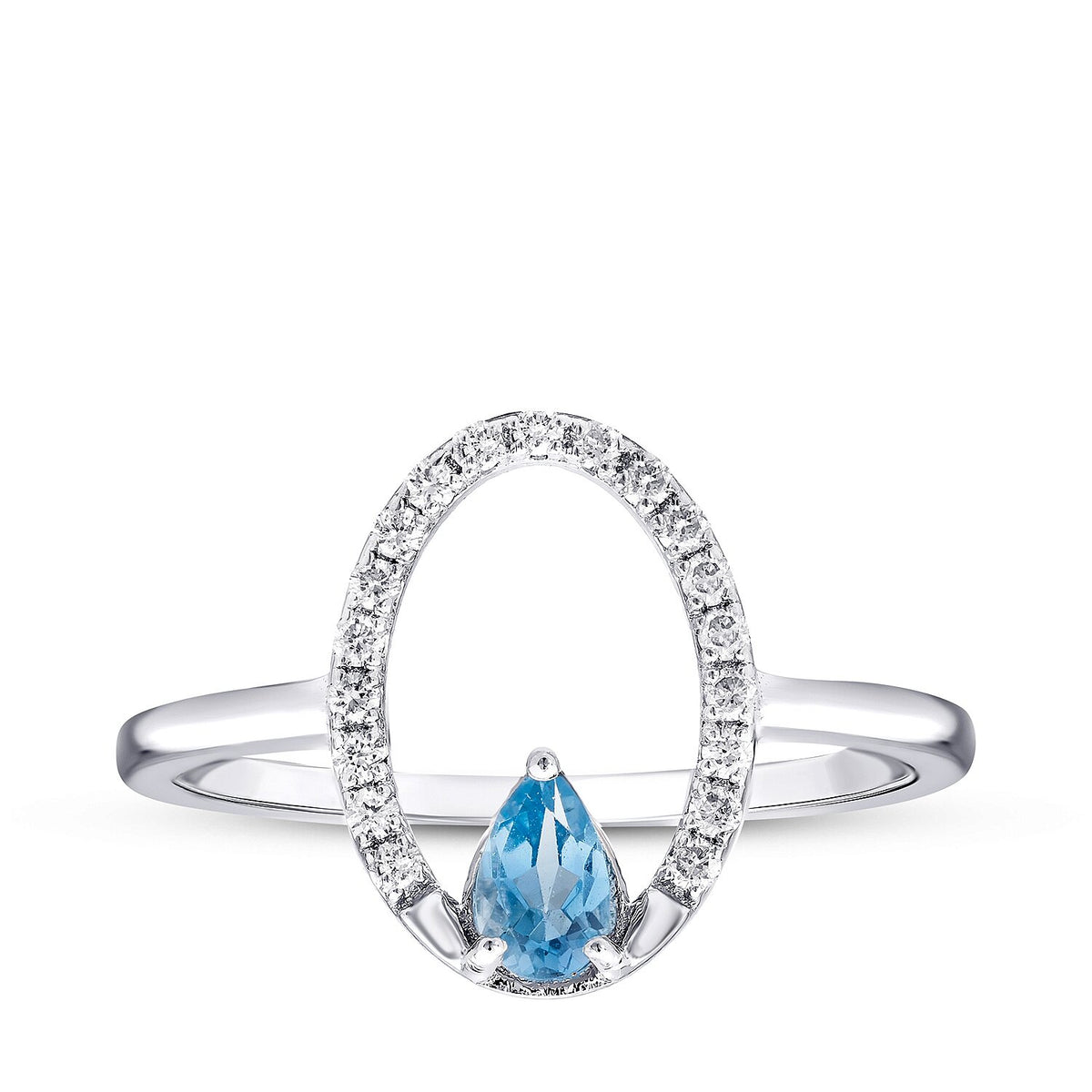 0,45 Carat Diamond Blue Topaz Ring