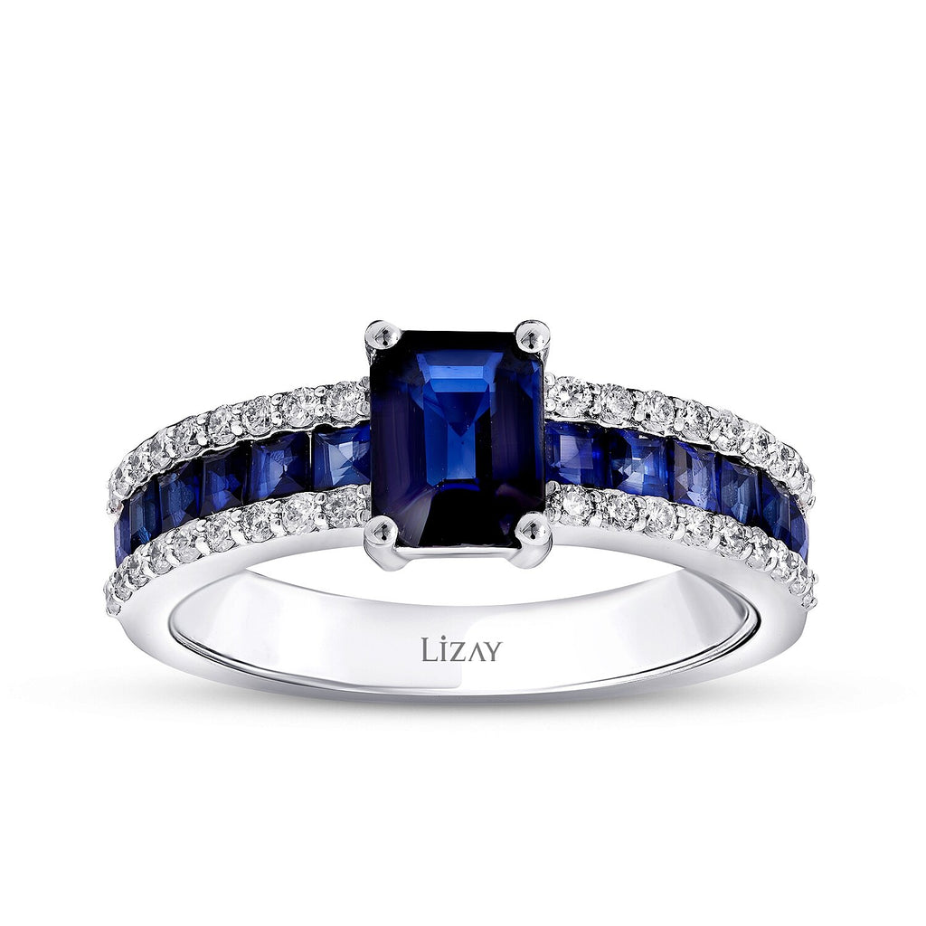 1,95 Carat Diamond Sapphire Ring