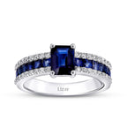 1,95 Carat Diamond Sapphire Ring