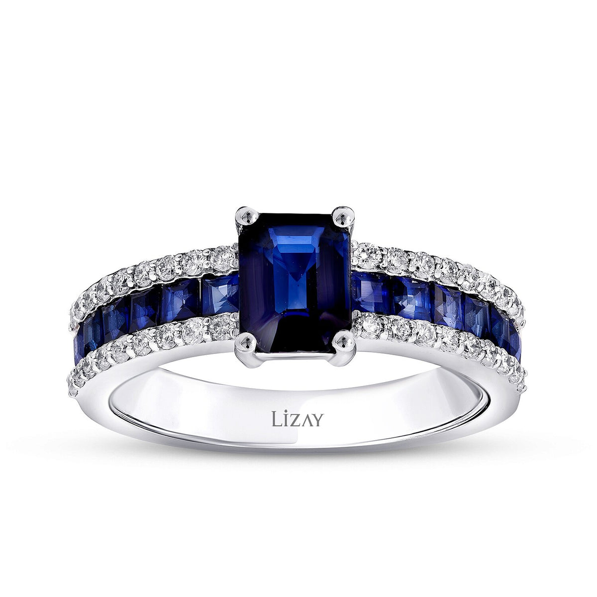 1,95 Carat Diamond Sapphire Ring