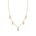 Gold Baguette Pendant with Chain Necklace