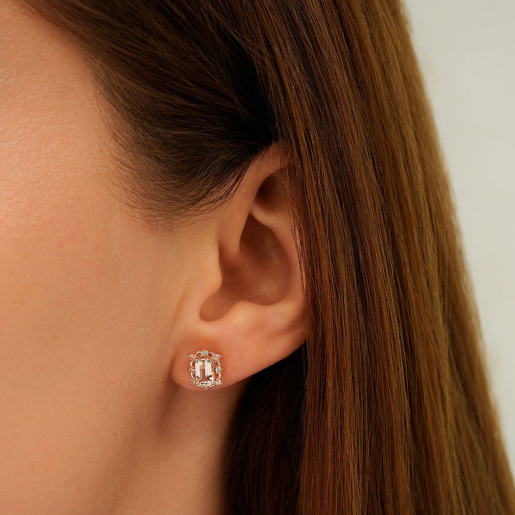 1,15 Carat Diamond Morganite Earrings