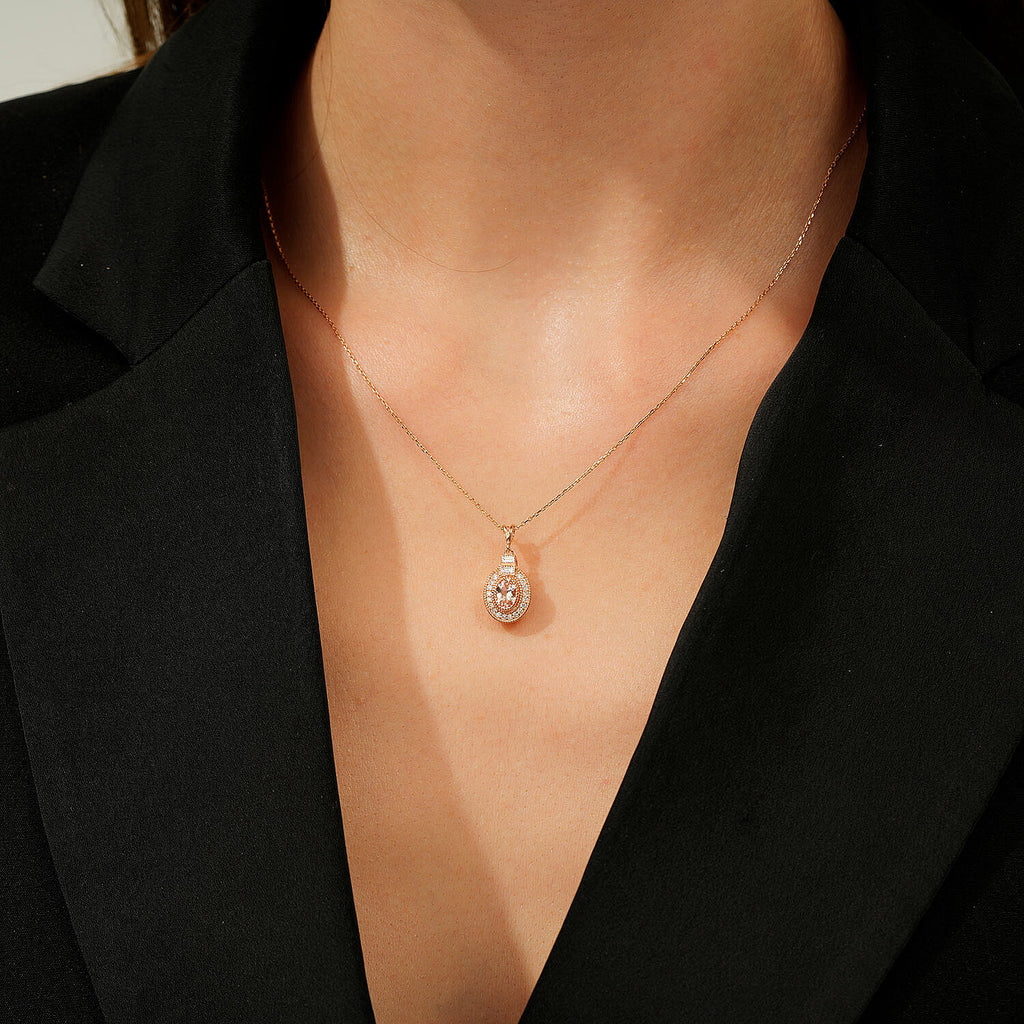 0,56 Carat Diamond Morganite Necklace