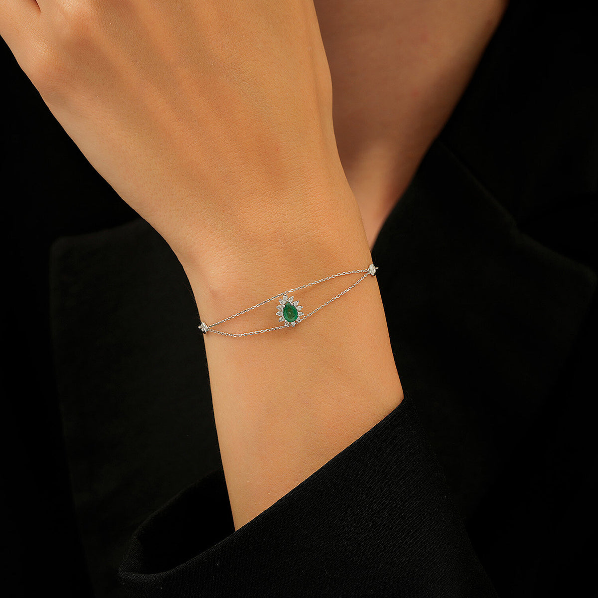 0,53 Carat Diamond Emerald Bracelet