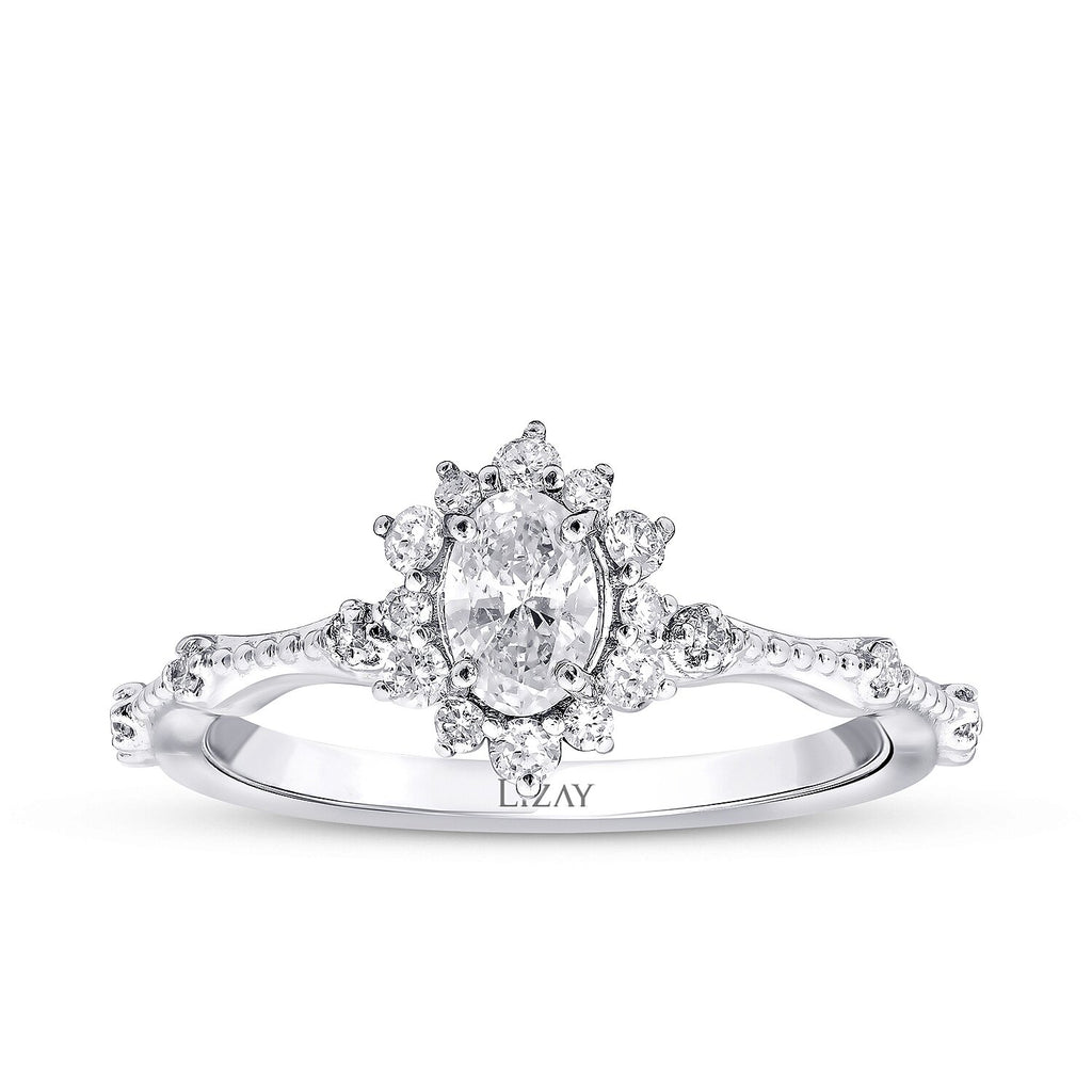 0,60 Carat Diamond Lotus Oval Solitaire Engagement Ring