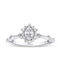 0,60 Carat Diamond Lotus Oval Solitaire Engagement Ring