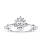 0,60 Carat Diamond Lotus Oval Solitaire Engagement Ring