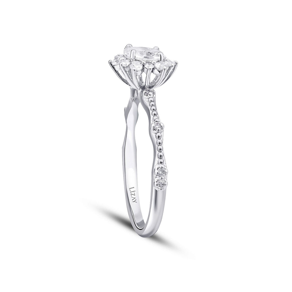 0,60 Carat Diamond Lotus Oval Solitaire Engagement Ring