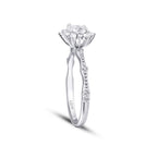 0,60 Carat Diamond Lotus Oval Solitaire Engagement Ring