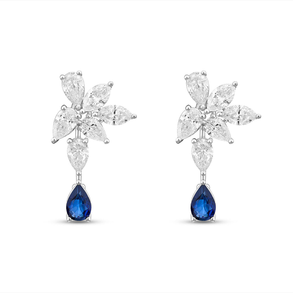 3,48 Carat Diamond Sapphire Earrings