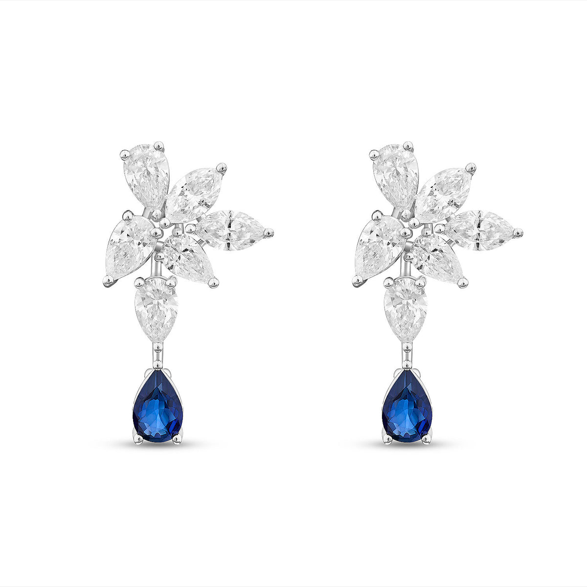 3,48 Carat Diamond Sapphire Earrings