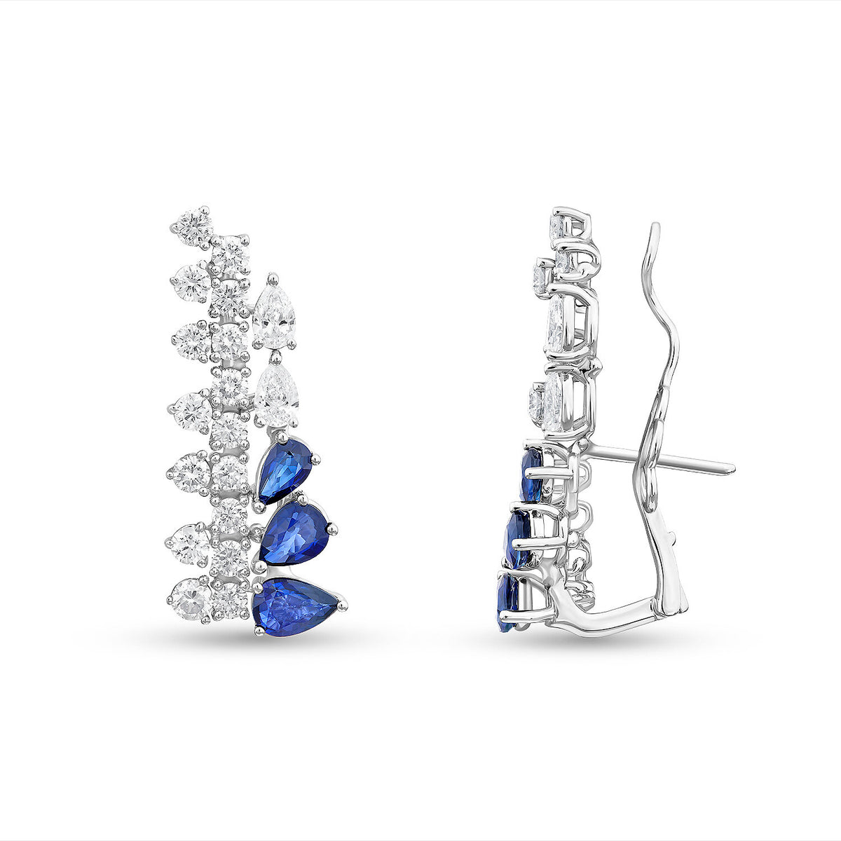 4,45 Carat Diamond Sapphire Earrings