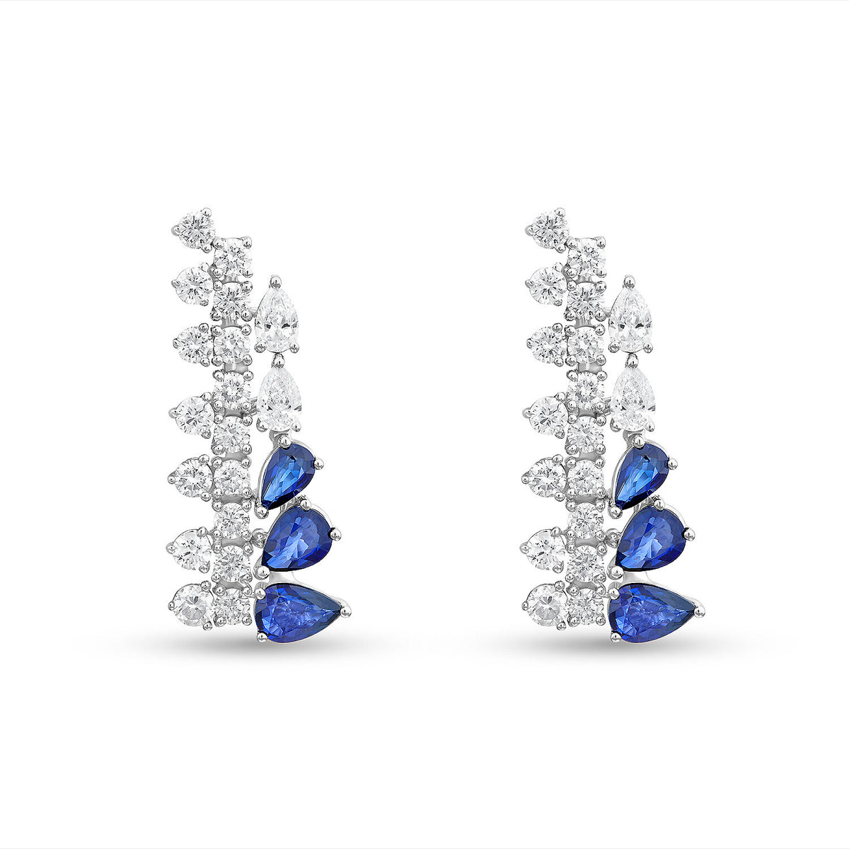 4,45 Carat Diamond Sapphire Earrings