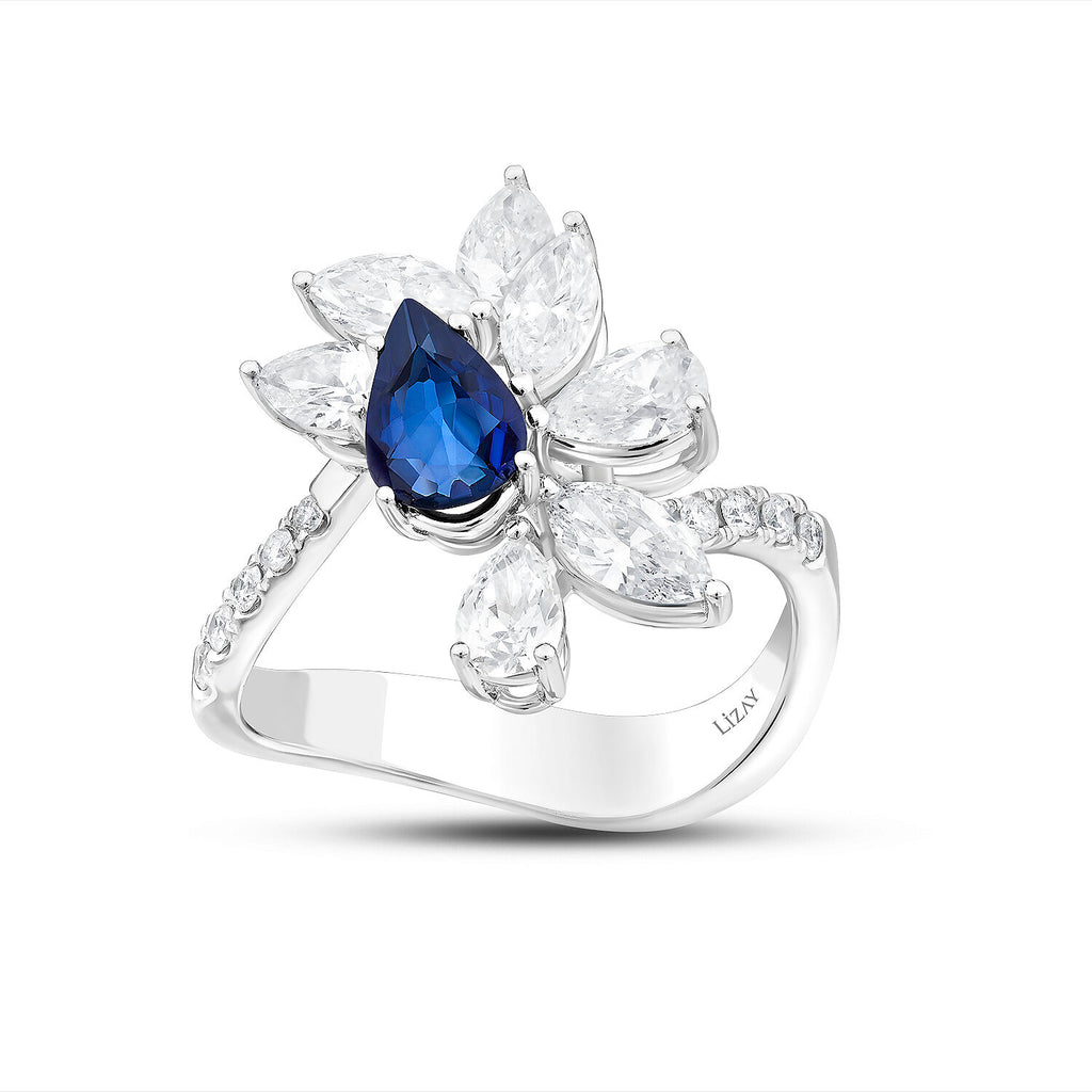 2,45 Carat Diamond Sapphire Ring