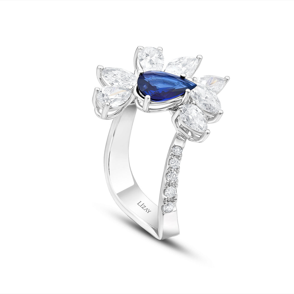 2,45 Carat Diamond Sapphire Ring