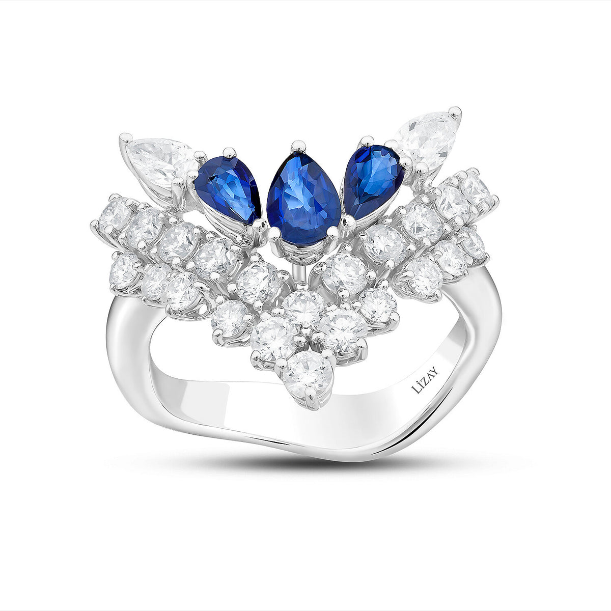 2,34 Carat Diamond Sapphire Ring