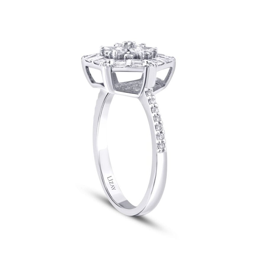 0.43 Carat Diamond Baguette Flower Ring