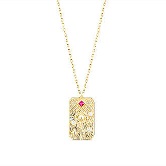Gold Tulip Flower Pendant Necklace