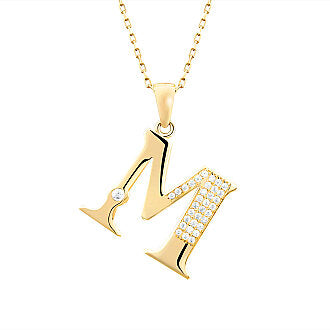 Gold Letter M Initial Pendant Necklace