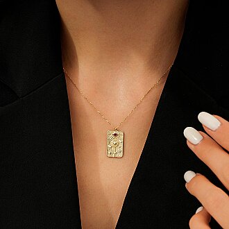 Gold Tulip Flower Pendant Necklace