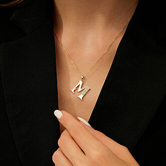 Gold Letter M Initial Pendant Necklace