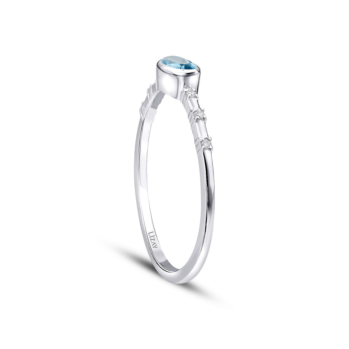 0,30 Carat Diamond Blue Topaz Ring
