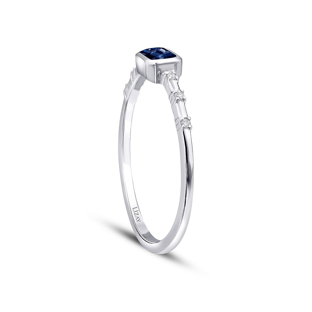 0,29 Carat Diamond Sapphire Ring