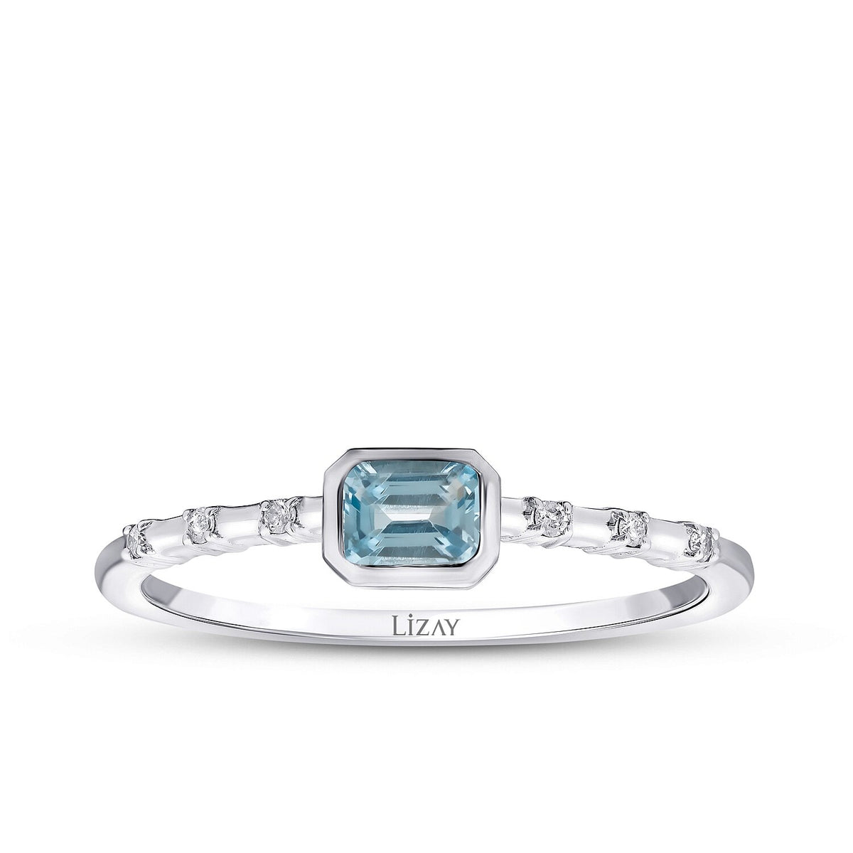 0,29 Carat Diamond Blue Topaz Ring