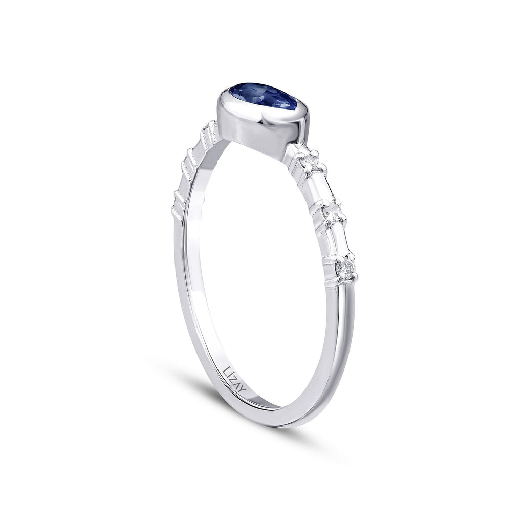 0,43 Carat Diamond Sapphire Ring