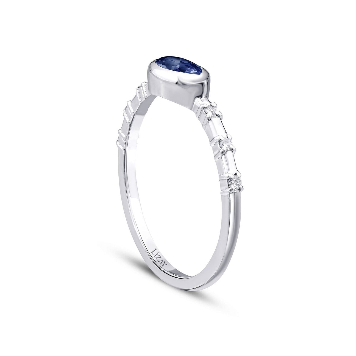0,43 Carat Diamond Sapphire Ring