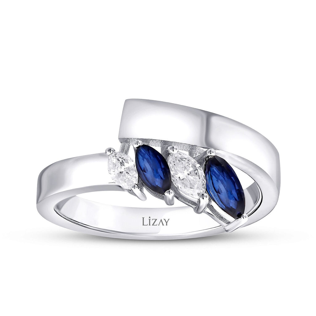 0,75 Carat Diamond Sapphire Ring