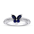 0,69 Carat Diamond Sapphire Butterfly Ring
